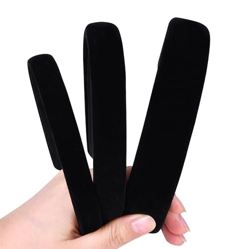 Etercycle Black Headband, 3 Different Width Thick Headbands for Women, Velvet Sponge Hairband Soft Vintage Hair Bands Padded Head Bands Hair Accessories
