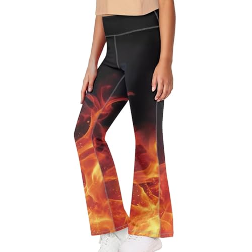 Image of Girls Leggings Floral Print High-Waisted Flared Pants 5-14 Years
