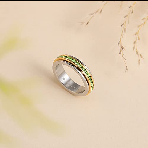 Image of Muses Art Design Fidget Rings, Anxiety Rings, Spinner Rings, Band Rings with Birthstone, Stainless Steel, Women and Men, Meditation Rings, Thumb Rings, Stress Relieving and Anxiety Reducing