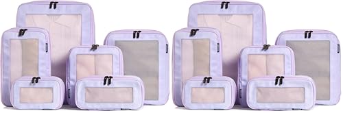 Image of Aerotrunk Compression Packing Cubes for Travel - Luggage Organizer Bags - Double Zipper Packing Cubes for Suitcases (12-Pack, Purple)