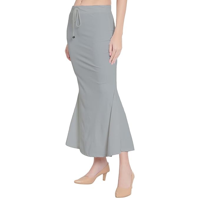 Image of Saree Shapewear Petticoat for Women Cotton Blended Lycra Shaper Petticoat with Elastic & Lace (Drawstring) Long Under Skirt Fishcut Wrinkle Free Shapewear
