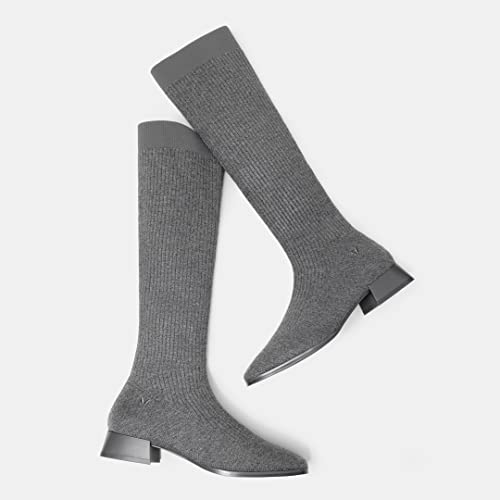 Vivaia Tara Women's Fashion Boots Knee High Block Mid Heel Bootie Chunky Heel Boots Wool-Woven Fabric Square Toe Warm Shoes Dress Winter Fall Boots #TOP1