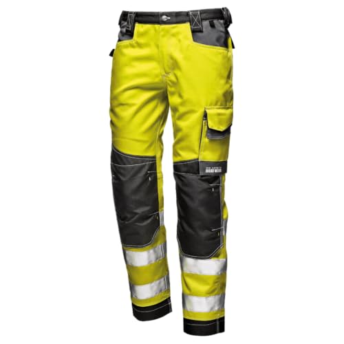 Sir Safety System Rush – Pantaloni da Lavoro Multitasche in Twill 280 g/m2, Rinforzi Cordura, Alta visibilità EN ISO 20471, Resistenza Industriale, Hi Vis Giallo, 58