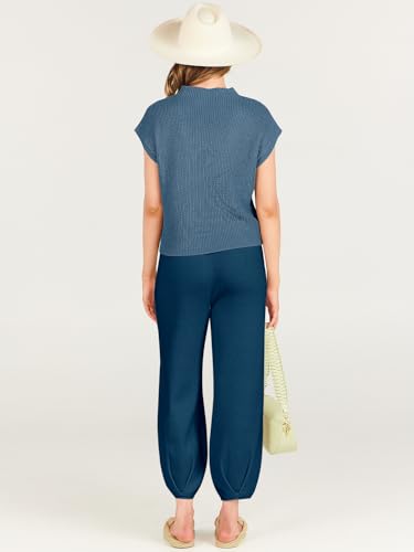 Image of ANRABESS Women's Two Piece Outfits Sweater Sets Knit Pullover Tops and High Waisted Pants Tracksuit Lounge Sets