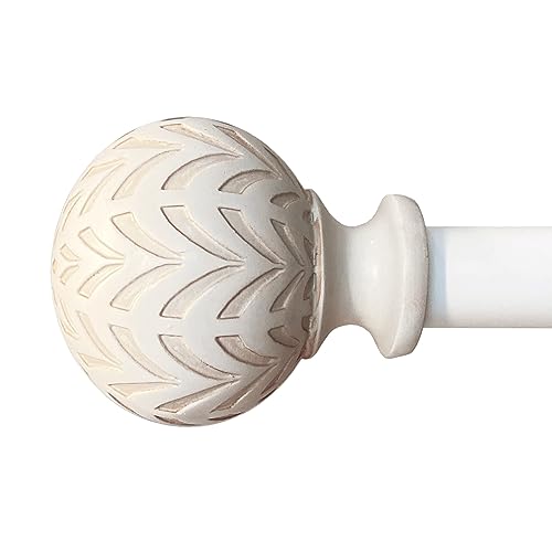 Image of Hermosa 48-86 Inch Adjustable Curtain Rod Set, 5/8 Inch Diameter in Antique White