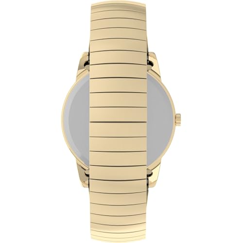 Timex Men's Easy Reader 35mm Day-Date Watch – Gold-Tone Case White Dial with Gold-Tone Expansion Band by Timex - Image 3