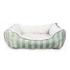 Fringe Studio “Painted Dash Cool Olive Medium Rectangular Cuddler Pet Bed 25″ X 21”- Poly Filled with Faux Fur Interior – Machine Washable (213069)
