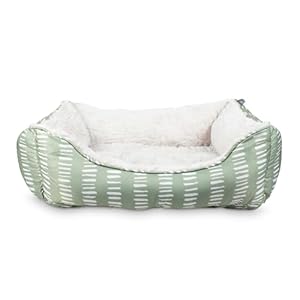 Fringe Studio “Painted Dash Cool Olive Medium Rectangular Cuddler Pet Bed 25″ X 21”- Poly Filled with Faux Fur Interior – Machine Washable (213069)