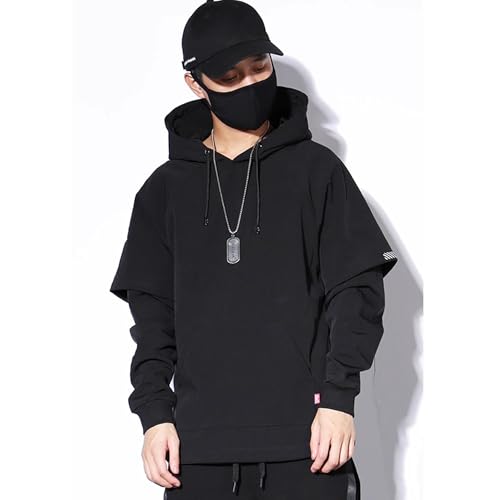 Mens Black Dope Hoodie Fake Two Loose Turtleneck Hoodies Urban Sweatshirt Hoodie Pullover Hoodie Men Tech Hoodie2