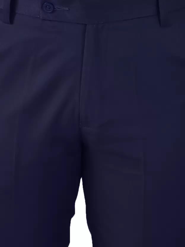 Image of MANIL Men Regular Fit Cotton Blend Trousers, Formal Cotton Trouser