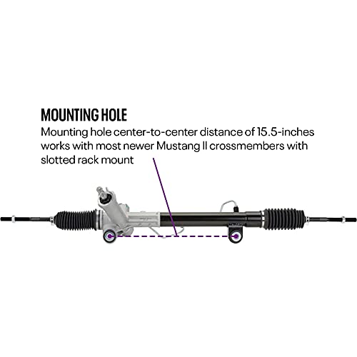 Speedway Motors 1982-88 High-Flow T-Bird Power Steering Rack & Pinion for Mustang II Crossmembers, Includes AN -6 Adapters, Direct Fit Upgrade, Superior Build Quality
