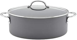 Rachael Ray 80090 Professional Hard Anodized Nonstick Cookware Oval Pasta Pot/Braiser, 8 Quart - Gray