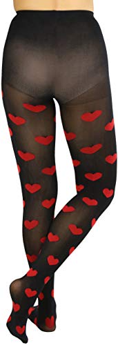 Image of ToBeInStyle Women's Valentine Day Themed Opaque Sheer Pantyhose w /Heart Love