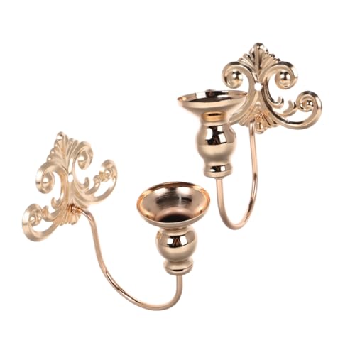 HAMPPLIES Portacandele Da Parete in Metallo Vintage a Motivi Europei, Applique Da Parete Decorative in Ferro Per Soggiorno e Camera Da Letto, Set 2 Pezzi Design Retrò Per Decorazione Muro