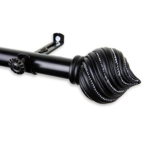 Pauline 13/16" Single Curtain Rod 28-48 inch - Black