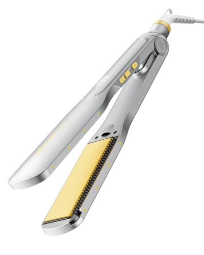 SHEGLAM Hair Straightener, 1.5' Flat Iron Straightener and Curler with Comb Tooth Adjustable Smart Memory Temp 270-450°F Dual Voltage Portable Flat Iron Hair Straightener for All Hairstyles Anti-Frizz