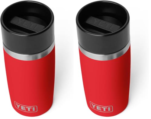 Image of YETI Rambler 12 oz Travel Bottle, Stainless Steel, Vacuum Insulated with Leakproof Commuter Cap, Rescue Red (Pack of 2)