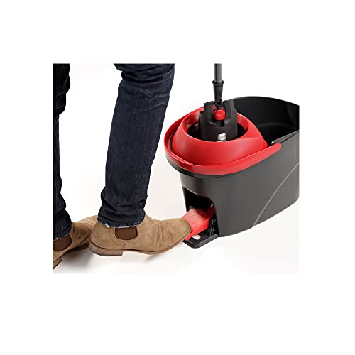 Vileda Ultramax XL Turbo 2-in-1 floor mop complete set, extra wide mop with handle, microfiber cover and bucket with power spinner, for all hard floors, wiper plate 42 cm, handle length 75-130 cm