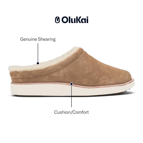 OLUKAI Mani Women's Leather Mule Slippers, Soft & Comfortable Slippers with Fleece Lining, Thick Rubber Outsole, All-Day Wear2