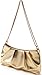 QIRACHIC Gold Women's Clutch Purse, Pleated Evening Handbag, Shoulder Bag with Detachable Chain and Shoulder Strap