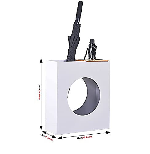 Paragüero de metal rectangular blanco multiusos para entrada y pasillo 2