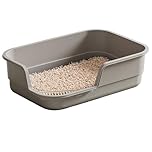 19x14x5 Inch Large Cat Litter Box, Non-Stick Splash Proof Low Entrance Tray with Scoop