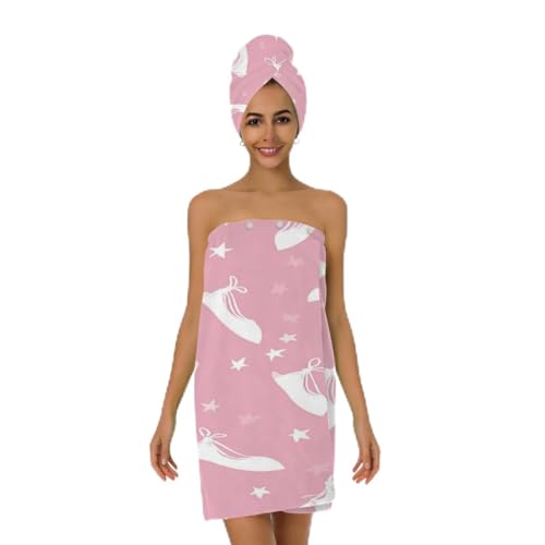 Woltant Pink Ballet Shoes Stars Highly Absorbent Bath Towels