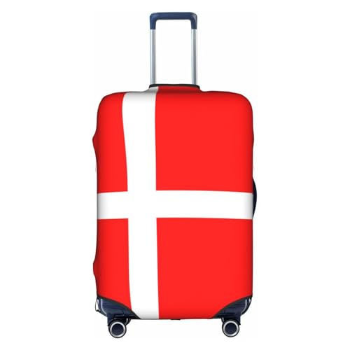 Denmark Danish Flag Print Travel Elastic Suitcase Luggage Baggage Cover Protector, Washable And Anti-Scratch