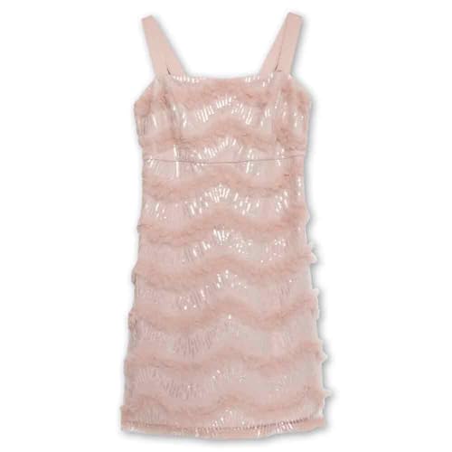 Speechless Girls' Sleeveless Square Neck Textured Ruffle Sequin Mini Dress