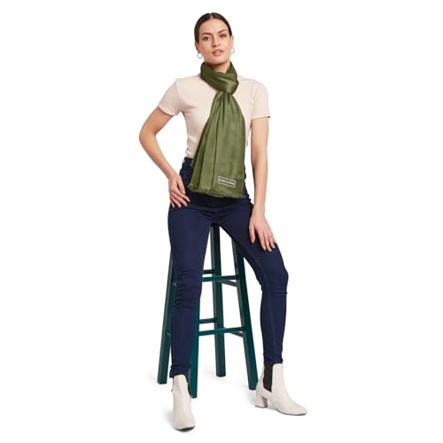 SCARF & SHORE Women’s Satin Twill Pashmina Scarf – Blush Whisper, Black, Forest Mist | Silky Lightweight Shawl Wrap2