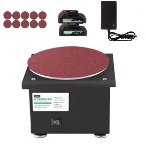 Lijadora de banda y disco de banco para metal, lijadora de rodillo abrasivo sobremesa con base de fundición, amoladora giratoria 20/40mm y lijadora de disco 150mm para lijado de madera en taller(4)