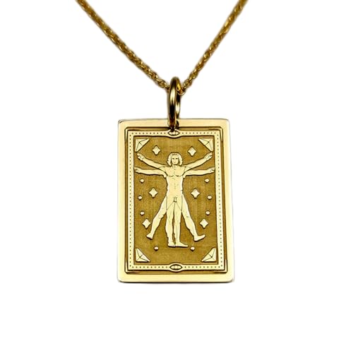 Collier pendentif Tarot de Vitruve en argent sterling plaqué or élégant pour initiés
