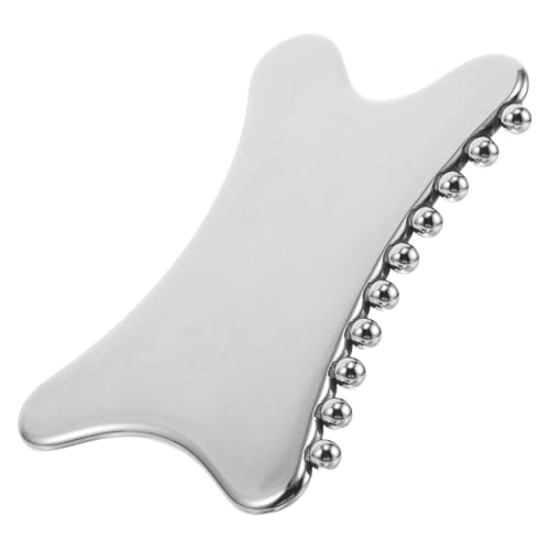 Gogogmee Herramienta Gua Sha de Acero Inoxidable para Masaje Facial y Acupresión, Tabla de Raspado Metálica Forma de Puntos, Masajeador Portátil para Cuidado Piel y Reducción de Hinchazón,