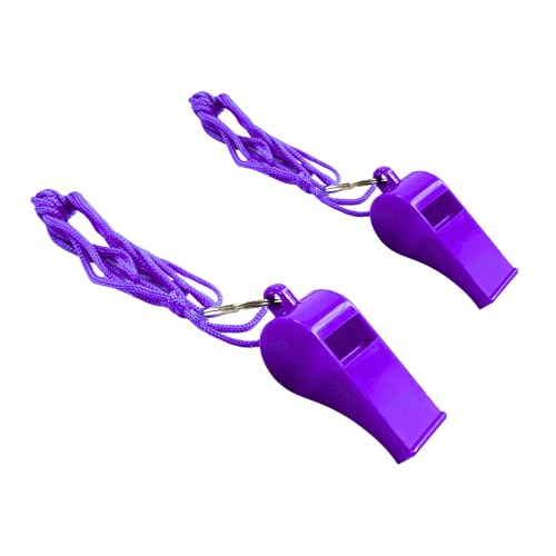Pack de 15 silbatos plásticos morados con cordón miniatura 2