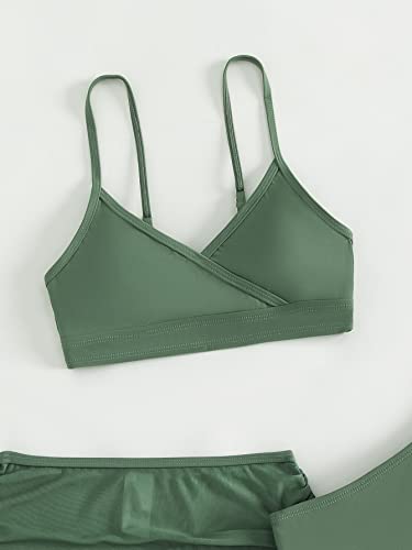 SHENHE Girl's 3 Piece Cute High Waisted Spaghetti Strap Swimsuit Bikini Sets with Beach Skirt3