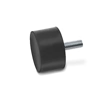 Ganter Normelemente | Anschlagpuffer - GN 352-10-10-M4-S-55 | Mit Schraube | Naturkautschuk | 20 Stück, Schwarz