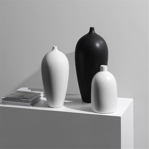 Vase céramique noir et blanc déco maison | Vase hydroponique à bouche fine