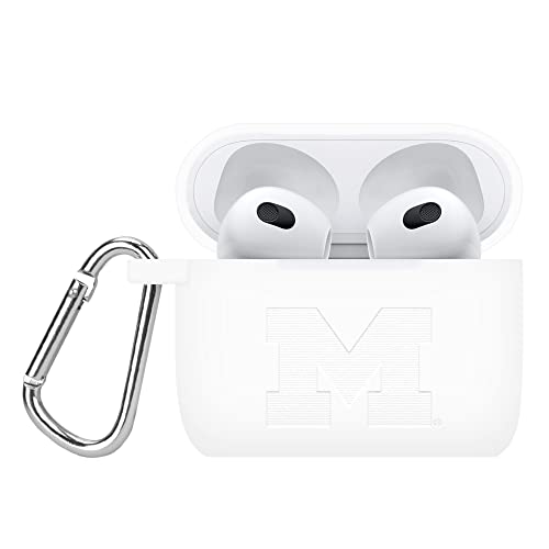 Affinity Bands Michigan Wolverines Engraved Silicone Case Cover Compatible with Apple AirPods Gen 3 (White)