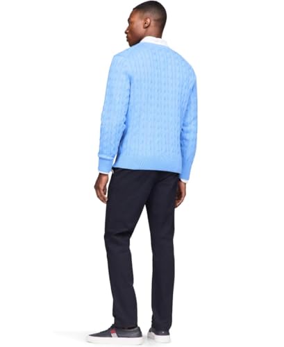 Image of Tommy Hilfiger Men's Cable Knit Crewneck Sweater Lightweight Pullover
