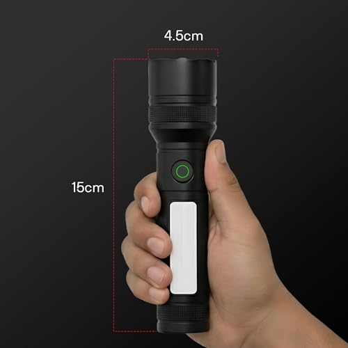 Image of IBELL LUMINEX 800 Rechargeable Torch Light High Power, 6 Light Modes, Telescopic Zoom, Type C Charging, LED Flashlight, Super Bright & Long Distance Range, for Home, Outdoor & Emergency Use (Black)