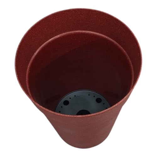 Image of Harshdeep Flower Pot for Indoor Plants- Rome - Home Balcony Garden Decorative Eco Friendly Round Big Size Planters Bamboo and Rice Husk Set of 2 (Red)
