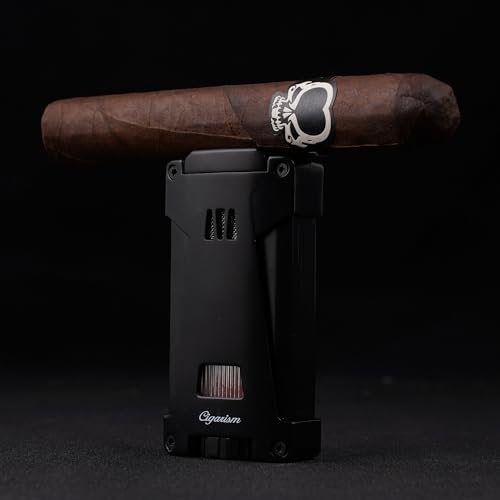 Encendedor de cigarro triple llama antorcha negro miniatura 3