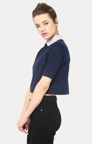Image of Miss Chase Women's Round Neck Half Sleeves Cotton Lace and Pearl Detailing