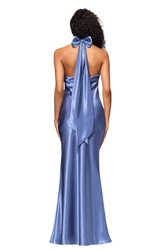 Image of Betsy & Adam Long Slim One Shoulder Dress | Cold Shoulder Evening Gown
