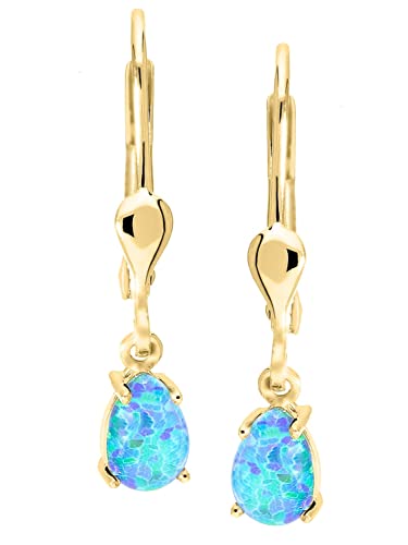 My Gold Opal Ohrhänger Mit Edelsteinen Ohrringe ECHTES Gelbgold 333 Gold (8 Karat) 23mm x 4mm Daditya O-02274-G301-OTR