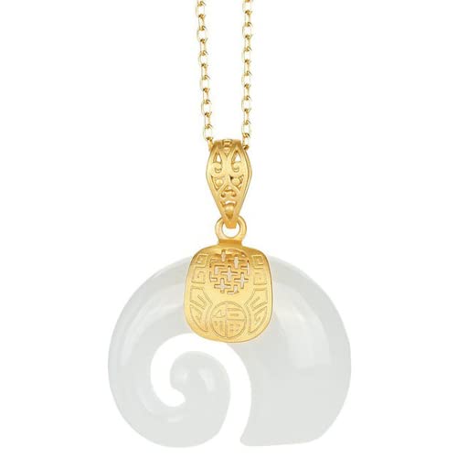 Collier pendentif femme en jade blanc au style chinois et design vintage