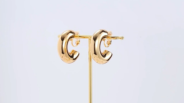 Aretes Argolla Dorados Clip On Ligero miniatura 7
