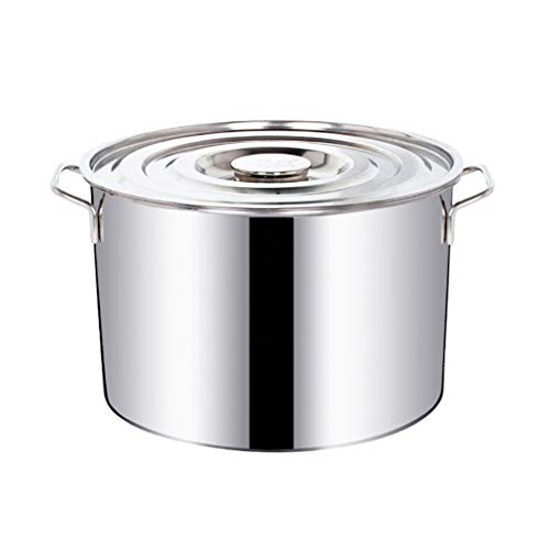 Olla grande de acero inoxidable, diseño profesional seguro para inducción con tapa, compatible con varias fuentes de calor, ideal para cocinar sopas, guisos y mucho más