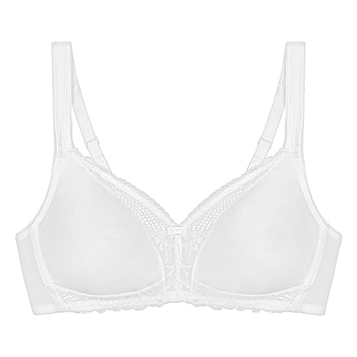Triumph Damen Spitzen-BH Modern Lace+Cotton N, ohne Bügel, ohne Polsterung, Verstellbare Träger, 80A, Weiß – Ansicht 3