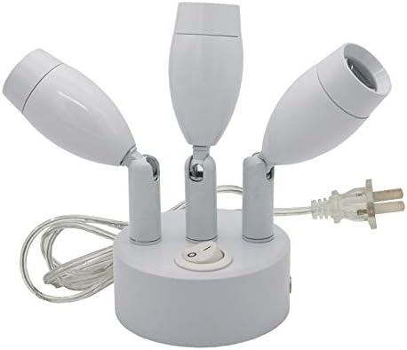 LUMINTURS 3W Three Heads LED Wall Mount Spotlight Adjustable Picture Light Plug In Lamp On/Off Button Cabinet White Finish Nature White